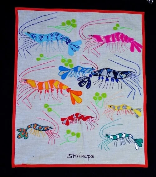 Crevettes, panneau textile du Bel Espoir