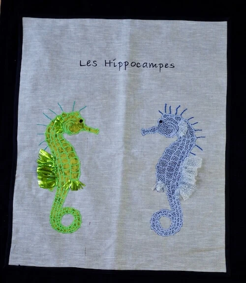 Hippocampes, panneau textile du Bel Espoir
