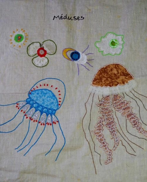 Les méduses, panneau textile du Bel Espoir