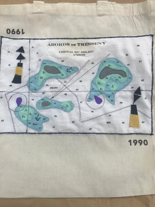Abords de Tresseny, carte marine en tissu