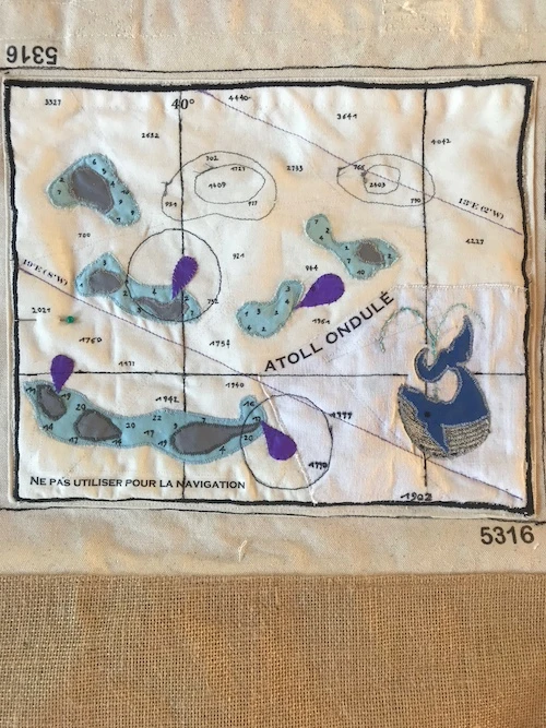 Atoll Ondulé, carte marine en tissu