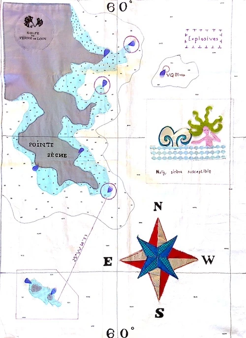 Pointe Sèche, carte marine textile